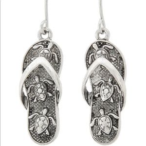 Sea Turtle Flip Flop Dangle Earrings